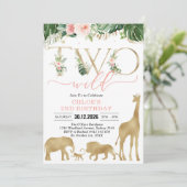 Two Wild Party Animals 2nd Birthday Invitation Kaart (Staand voorkant)