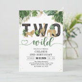 Two Wild Party Animals 2nd Birthday Invitation Kaart (Staand voorkant)