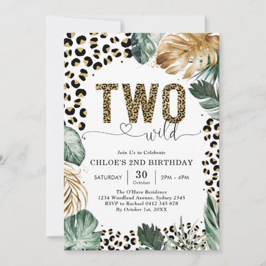 Two Wild Party Animals Leopard 2nd Birthday Kaart (Voorkant)
