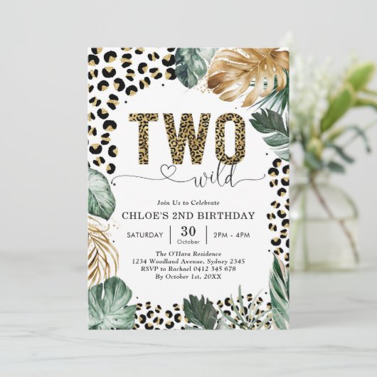 Two Wild Party Animals Leopard 2nd Birthday Kaart (Staand voorkant)