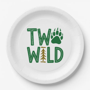 Two Wild – Rustic Woody Tweede Verjaardag Papieren Bordje