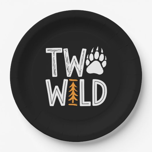 Two Wild – Rustic Woody Tweede Verjaardag Papieren Bordje (Voorkant)