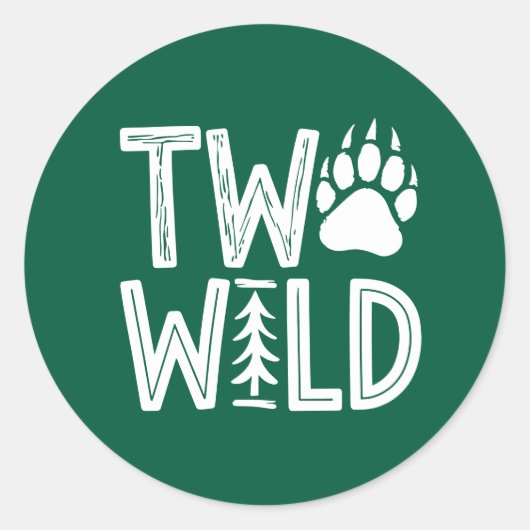 Two Wild – Rustic Woody Tweede Verjaardag Ronde Sticker (Voorkant)