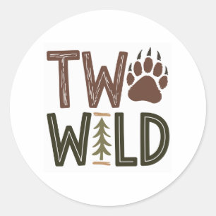 Two Wild – Rustic Woody Tweede Verjaardag Ronde Sticker