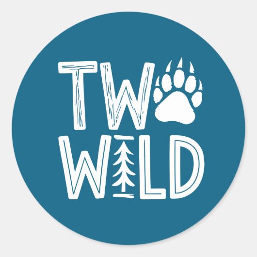 Two Wild – Rustic Woody Tweede Verjaardag Ronde Sticker (Voorkant)