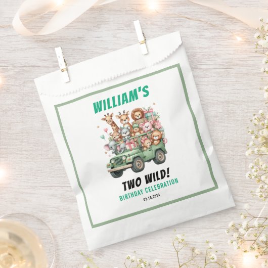 Two Wild Safari Animal 2nd Birthday Party Bedankzakje (Geknipt)