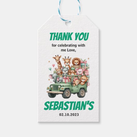 Two Wild Safari Animal 2nd Birthday Party Cadeaulabel (Voorkant)