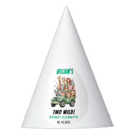 Two Wild Safari Animal 2nd Birthday Party Feesthoedjes