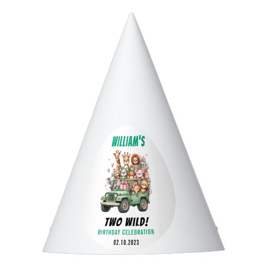 Two Wild Safari Animal 2nd Birthday Party Feesthoedjes (Voorkant)