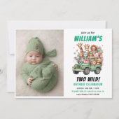 Two Wild Safari Animal 2nd Birthday Party Kaart (Voorkant)