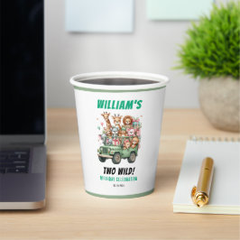 Two Wild Safari Animal 2nd Birthday Party Papieren Bekers