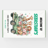 Two Wild Safari Animal 2nd Birthday Party Spandoek (Horizontaal)