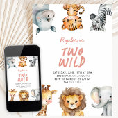 Two Wild Safari Animals 2nd Birthday Kaart