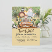 Two Wild Safari Animals Driving Car 2nd Birthday  Kaart (Staand voorkant)