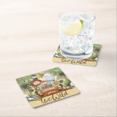 Two Wild Safari Animals Driving Car 2nd Birthday Kartonnen Onderzetters (Insitu)