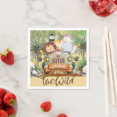 Two Wild Safari Animals Driving Car 2nd Birthday Servet (Insitu)