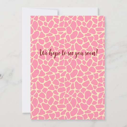 Two Wild Safari Animals  Giraf Girl Pink 2nd Bday Kaart (Achterkant)