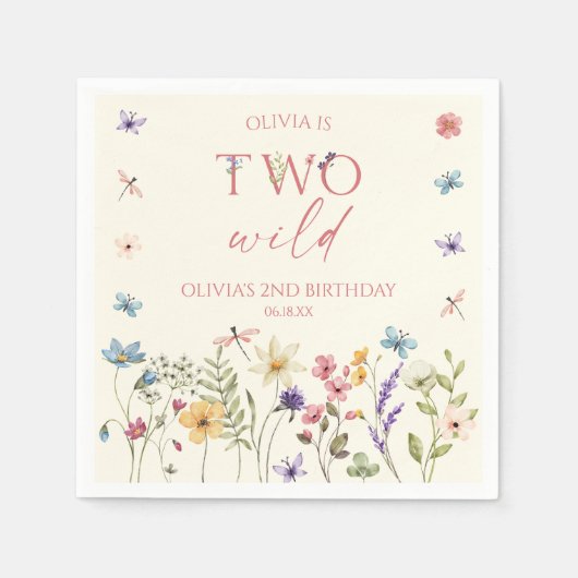 Two Wild Wildflower Wild Flower 2nd Birthday Party Servet (Voorkant)