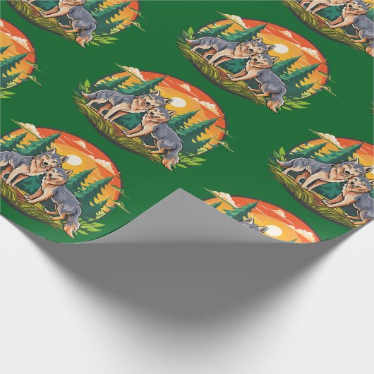 Two wolves cadeaupapier (Hoek)