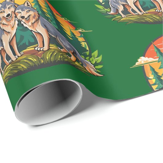 Two wolves cadeaupapier (Rol Hoek)