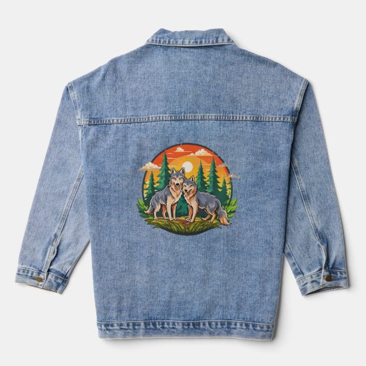 Two wolves denim jacket (Achterkant)