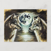 Two Wolves in Moonlight with Pack Briefkaart (Voorkant)