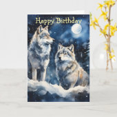 Two Wolves in Winter Kaart (Gele Bloem)