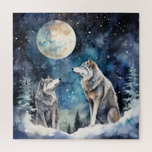 Two Wolves in Winter Legpuzzel (Verticaal)
