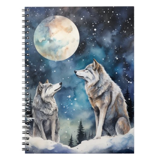 Two Wolves in Winter Notitieboek (Voorkant)