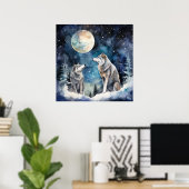 Two Wolves in Winter Poster (Thuiskantoor)