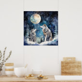 Two Wolves in Winter Poster (Keuken)
