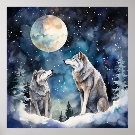 Two Wolves in Winter Poster (Voorkant)