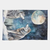 Two Wolves in Winter Theedoek (Horizontaal)