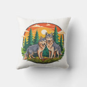 Two wolves kussen (Achterkant)