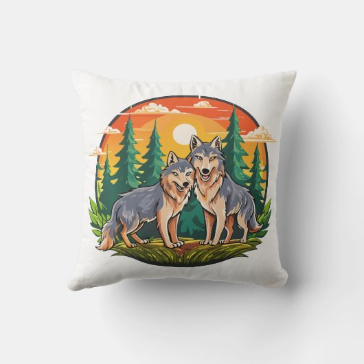 Two wolves kussen (Achterkant)