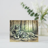 Two Wolves Resting in the Forest Briefkaart (Staand voorkant)