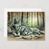 Two Wolves Resting in the Forest Briefkaart (Voorkant / Achterkant)