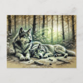 Two Wolves Resting in the Forest Briefkaart (Voorkant)
