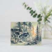 Two Wolves Running at Sunrise Briefkaart (Staand voorkant)