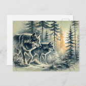 Two Wolves Running at Sunrise Briefkaart (Voorkant / Achterkant)