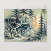 Two Wolves Running at Sunrise Briefkaart (Voorkant)