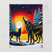 Two Wolves Wall Art Printable Home Briefkaart (Voorkant)