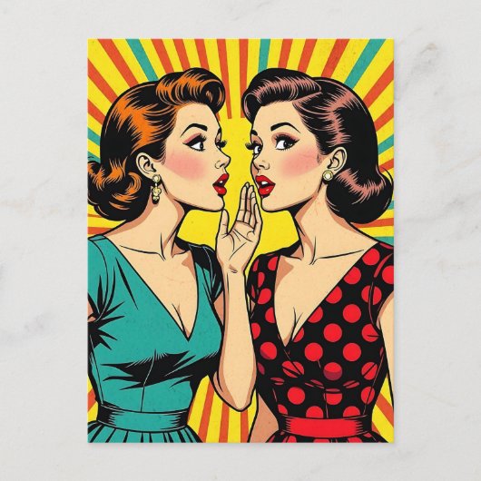 Two Woman Gossiping Telling Secrets Friendship Briefkaart (Voorkant)
