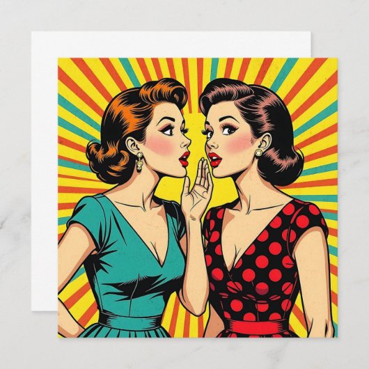 Two Woman Gossiping Telling Secrets Pop Art (Voorkant / Achterkant)