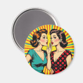 Two Woman Gossiping Telling Secrets Pop Art Magneet (Voorkant / Achterkant)