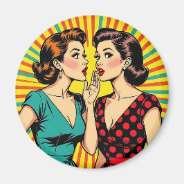 Two Woman Gossiping Telling Secrets Pop Art Magneet