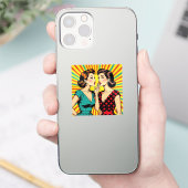 Two Woman Gossiping Telling Secrets Pop Art Sticker (Telefoon)