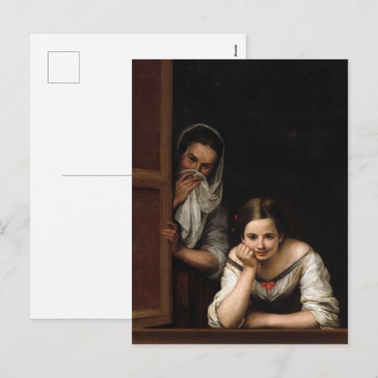 Two Women at a Window by Bartolome Esteban Murillo Feestdagenkaart (Voorkant / Achterkant)