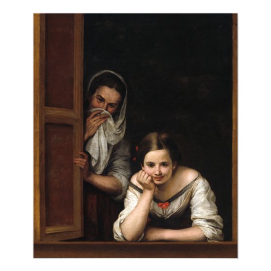 Two Women at a Window by Bartolome Esteban Murillo Foto Afdruk (Voorkant)