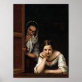 Two Women at a Window by Bartolome Esteban Murillo Poster (Voorkant)